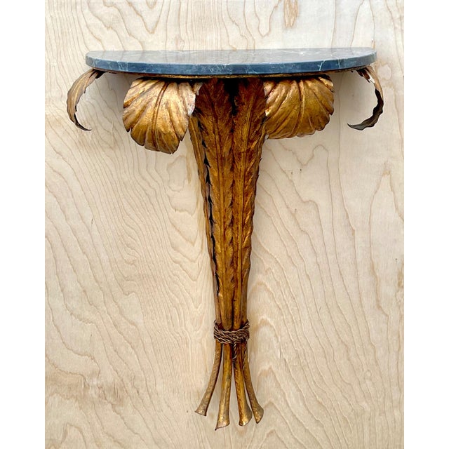 Vintage Gilt Metal and Marble Wall Console For Sale - Image 11 of 13