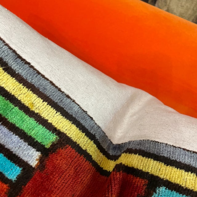 Textile Silk Ikat Stripe Colorblock Pillow For Sale - Image 7 of 10