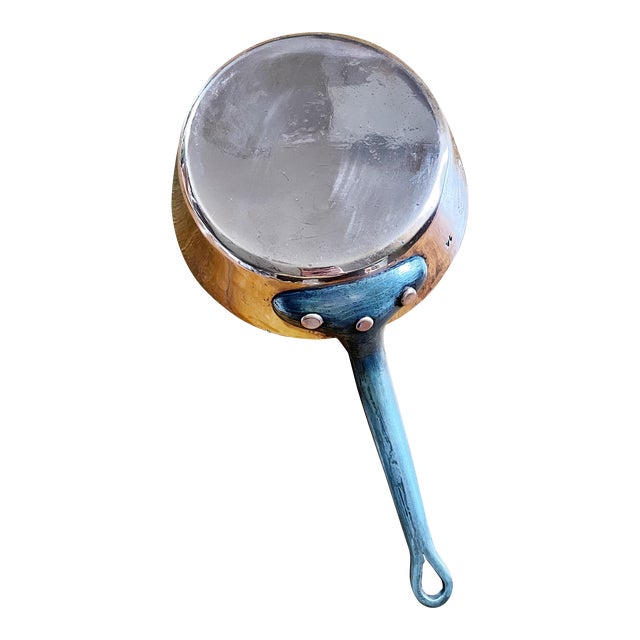 Antique French Copper Splayed Saute Pan For Sale