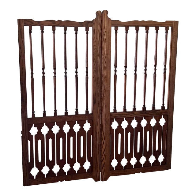 Vintage Carved Wood Double Sided Gate For Sale