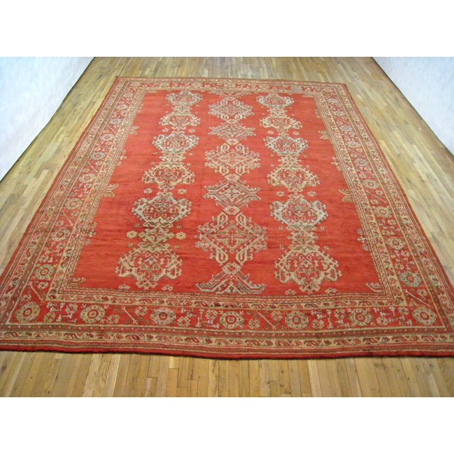 Turkish Antique Hand-Knotted Turkish Oushak Oriental Carpet For Sale - Image 3 of 4