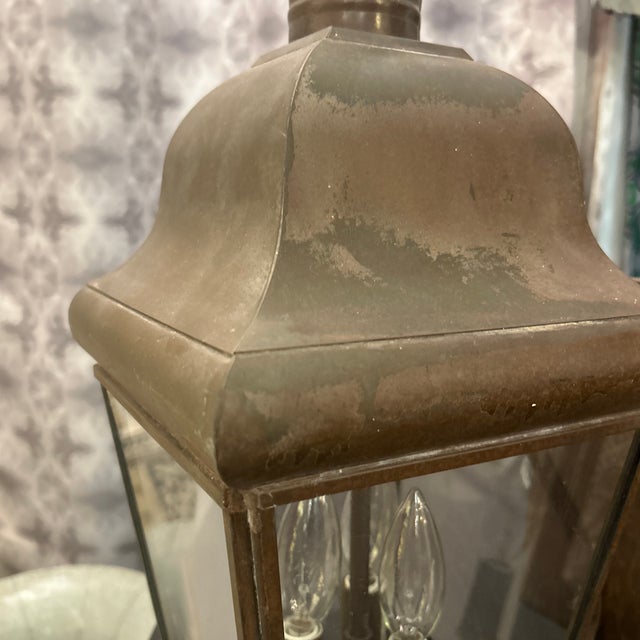 Early 20th Century Antique Rustic Metal Lantern Light For Sale - Image 5 of 12