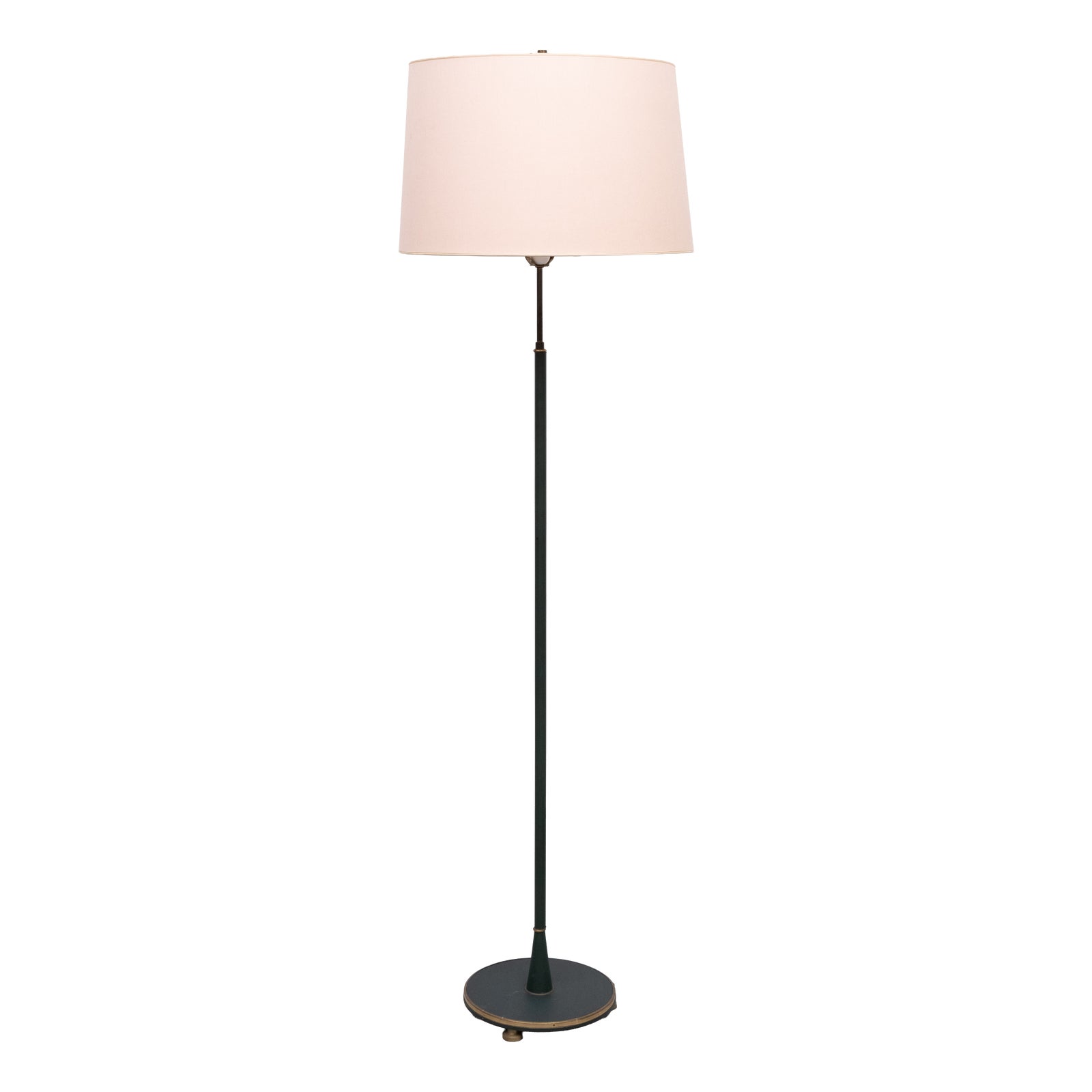 Green Leather Rapt Floor Lamp with Shade attributed to Jacques Adnet ...