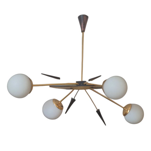 Mid-Century French 4-Light Chandelier, 1950s For Sale
