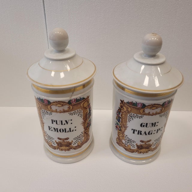 Porcelain Apothecary Albarelos, 1890s, Set of 2 For Sale - Image 5 of 18