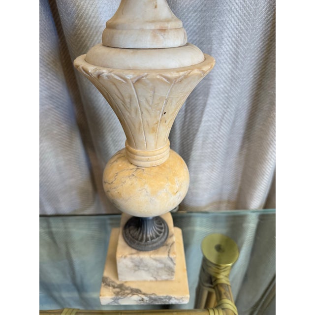 Italian Italian Carved Marble Lamp For Sale - Image 3 of 6