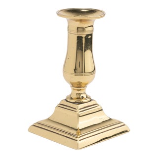 English George III Cast Brass Candlestick on Square Base, 1790 For Sale