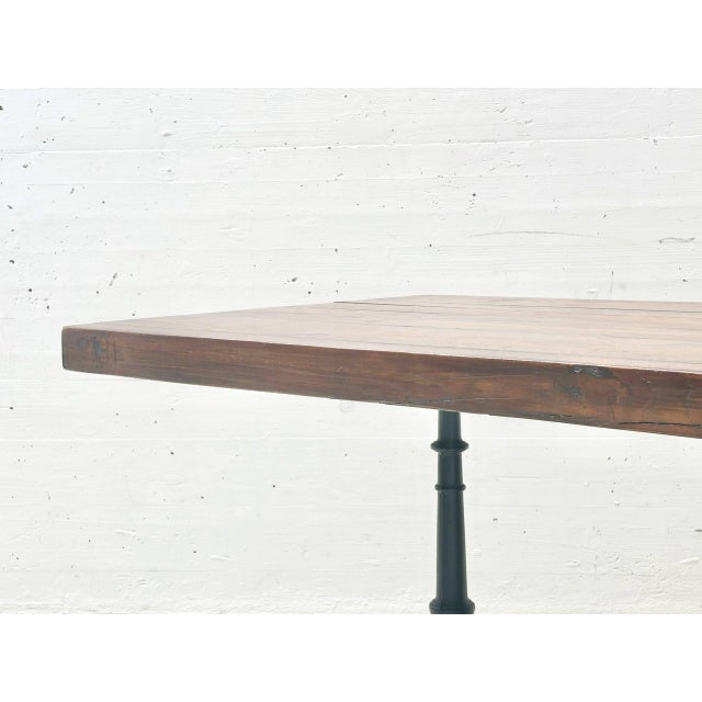 Wood Chestnut Table with Cast Iron Legs from Horgen Glarus, 1920s-1940s For Sale - Image 7 of 16