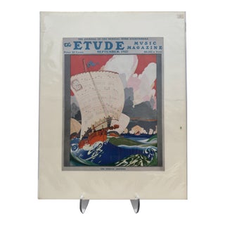 1927 Original the Etude Music Magazine Cover, September, f.s. Cooke, Art Deco, Matted For Sale