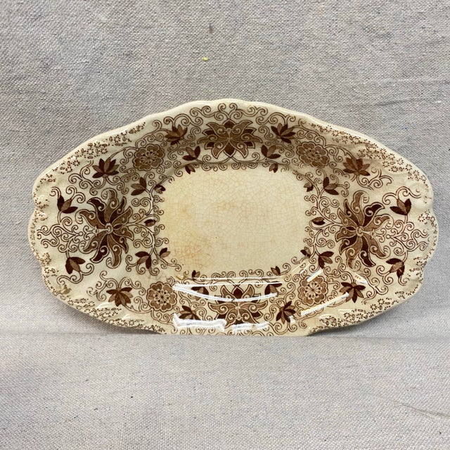 Brown Bows and Bells Transferware Lidded Sauce Tureen and Underplate For Sale - Image 8 of 12