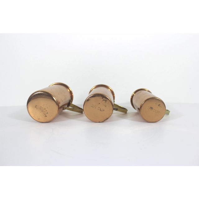 Mid 20th Century Vintage Copper Measuring Cups Brass Handles- Set of 3 For Sale - Image 5 of 7