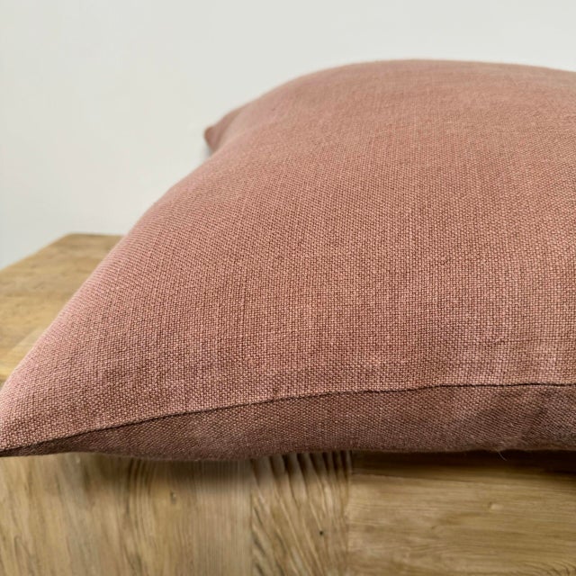 Belgian Linen Pillow Cover in Cinnamon For Sale - Image 4 of 5