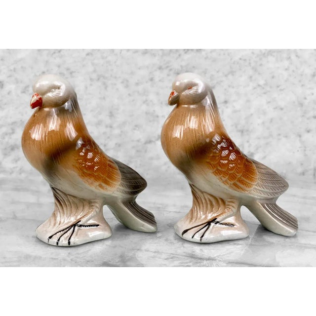 Vintage Traditional Porcelain Homing Pigeon Bird Sculpture - a Pair For Sale - Image 4 of 8