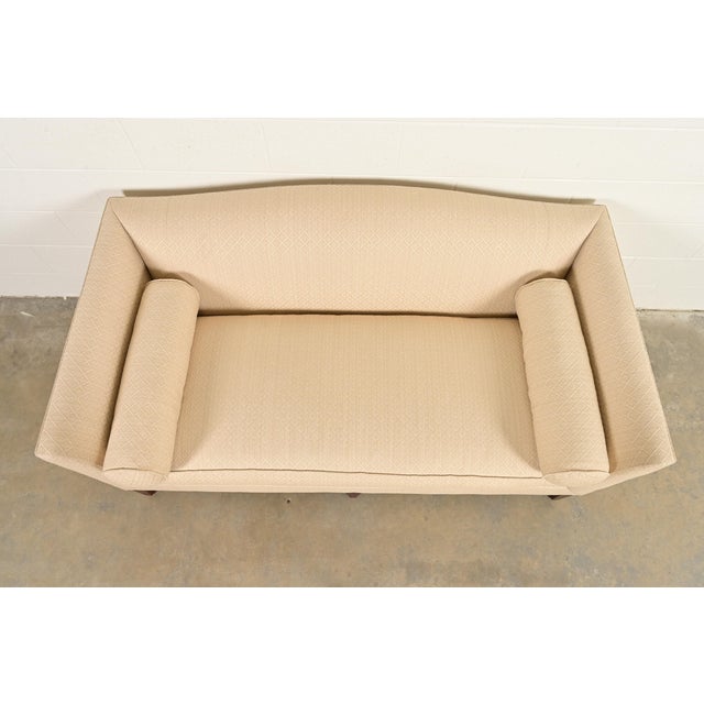 Late 20th Century Barbara Barry for Baker Furniture Modern Regency Upholstered Camelback Sofa For Sale - Image 5 of 12