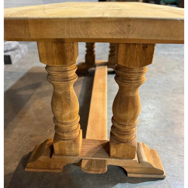 French Bleached Oak Farmhouse Dining Table, 1920s For Sale - Image 17 of 18