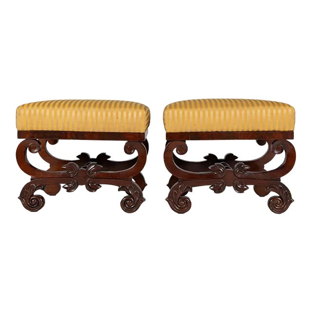 Early 19th Century Pair of American Classical Footstools For Sale