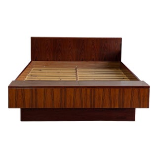 Skovby Queen Platform Bed Frame With Integrated Nightstands Rosewood Denmark 1970s For Sale