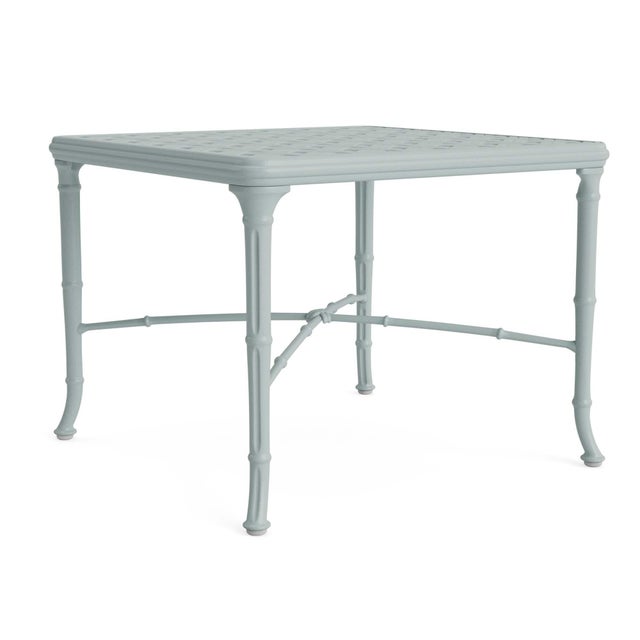 Brown Jordan Calcutta 26" Square Cast Top Corner Table in Harbor For Sale
