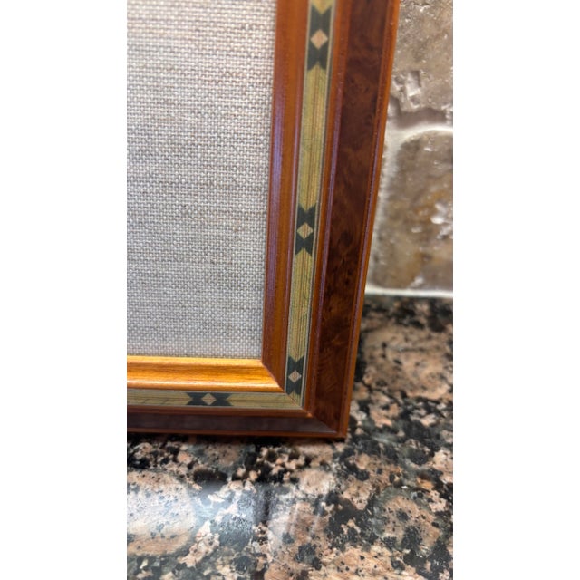 Tan 1980s Rachel H. Badeau Original Wood Duck Wildlife Etching Hand Painted Inlaid Frame For Sale - Image 8 of 9