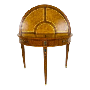 Hand Painted Leather Topped Side Table/Game Table After Maitland Smith.