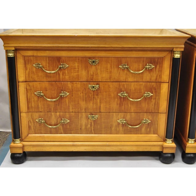 Brown Late 20th Century Thomasville Grand Classics Empire Biedermeier Maple Bachelor Chest Dresser, Pair For Sale - Image 8 of 18