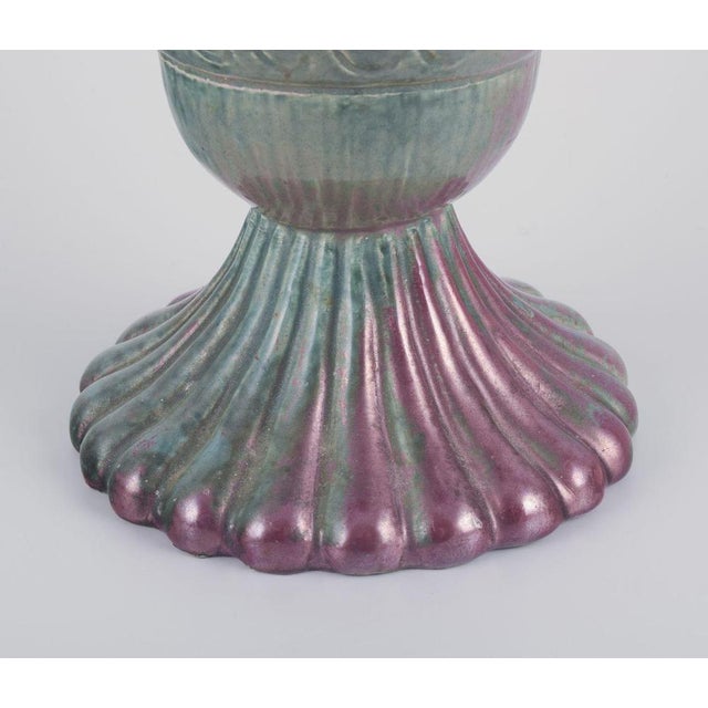 Violet and Green Glazed Ceramic Vase by E.B.S. Klint For Sale - Image 5 of 8