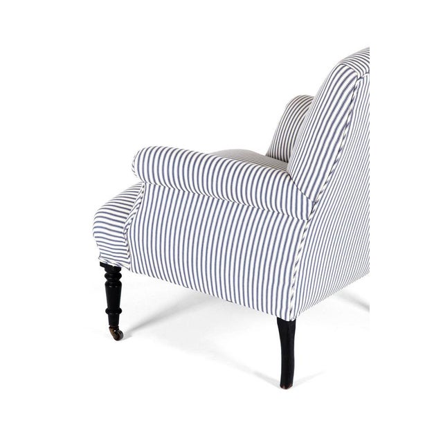 French Armchair in Princeton Ticking For Sale - Image 6 of 13