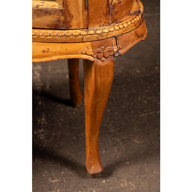 Antique Oak and Glass Serpentine Curio Cabinet For Sale - Image 11 of 12