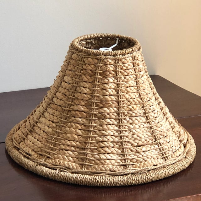 Vintage Handwoven Rope Style Wicker Lamp Shade For Sale - Image 13 of 13