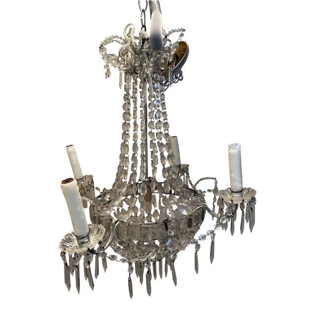 Antique Late 18th Century Swedish Crystal Chandelier For Sale