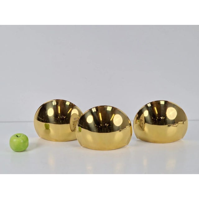 Vintage Half Moon Wall Lamp in Brass, 1980, Set of 3 For Sale - Image 6 of 12