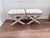 Pair of Upholstered X Leg Benches For Sale - Image 4 of 14