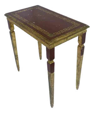 Italian Gold Giltwood Side End Table Greek Key Design