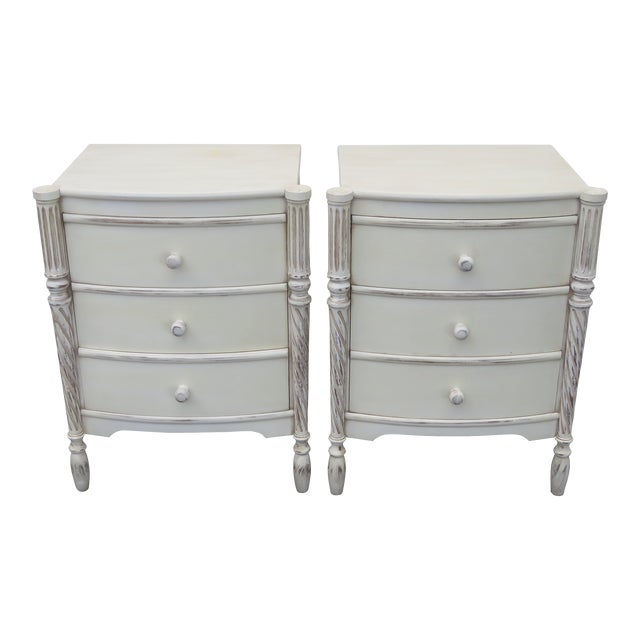 Shabby Chic Painted Tall Large Nightstands End Tables a Pair ...