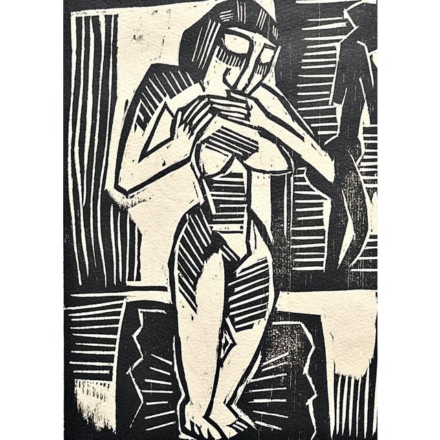 Karl Schmidt Rottluff, Frau auf Teppich, 1915, Hand Signed Woodcut on Handmade Paper For Sale - Image 3 of 7