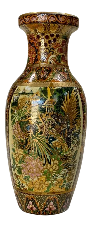 Vintage Chinese Porcelain Birds of Paradise Motif Bud Vase