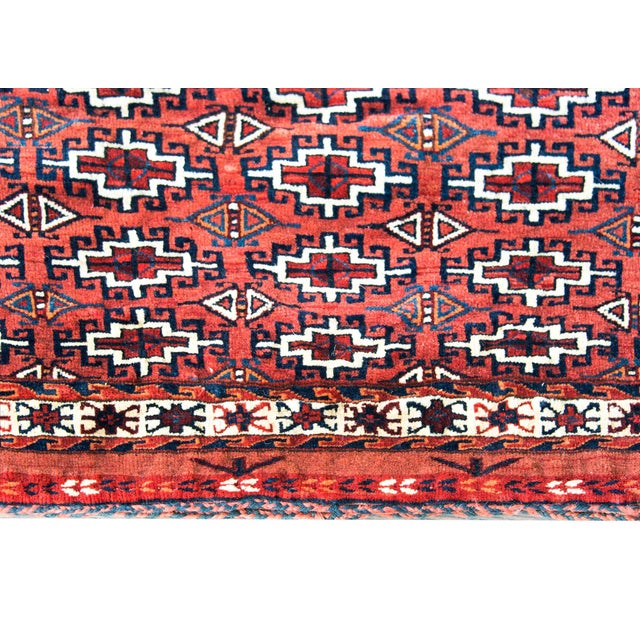 Red Early 20th Century Persian Yamut Bag Face Rug For Sale - Image 8 of 14