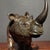 Mid 20th Century Vintage Gilt Accent Bronze Rhinoceros Sculpture, Textured Rhino Statue For Sale - Image 5 of 7