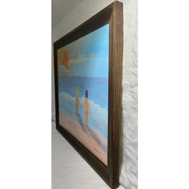 Modern Impressionistic Seascape "Let's Go Swimming" Oil Painting on Canvas by Danos, Framed For Sale - Image 3 of 10