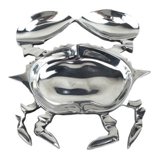 Vintage Mid Century Aluminum Crab Form Serving Bowl For Sale