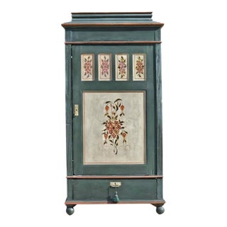 Gorgeous Early 1800s German Hand-Painted Folk Art Wardrobe, Authentic Marriage/Bridal Wardrobe For Sale