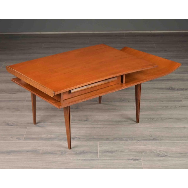 Brown Mid-Century Italian Walnut Two-Tier Coffee Table For Sale - Image 8 of 11