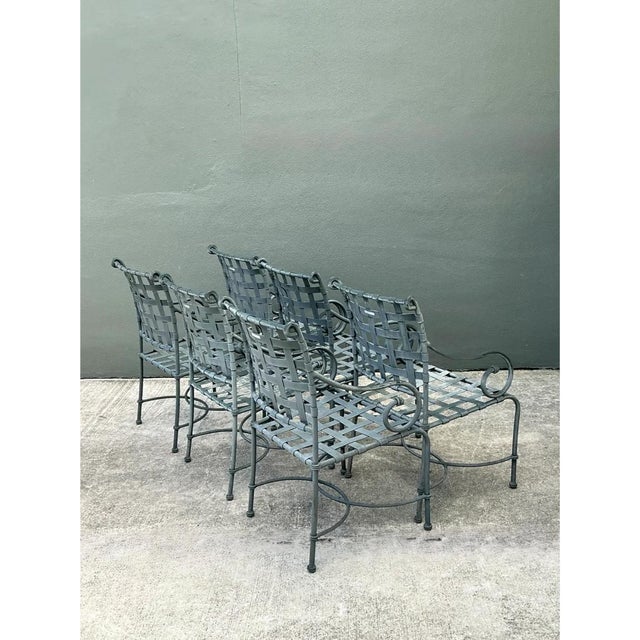 Bottle Green Vintage Brown Jordan “Florentine” Cast Aluminum Dining Chairs - Set of 6 For Sale - Image 8 of 12