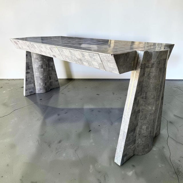 Lavender Vintage Sculptural Tessellated Marble Desk For Sale - Image 8 of 9