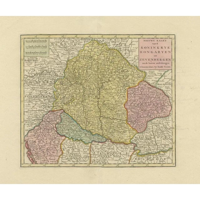 Beige Antique Map of Hungary and Transylvania by Isaac Tirion, 1740 For Sale - Image 8 of 10