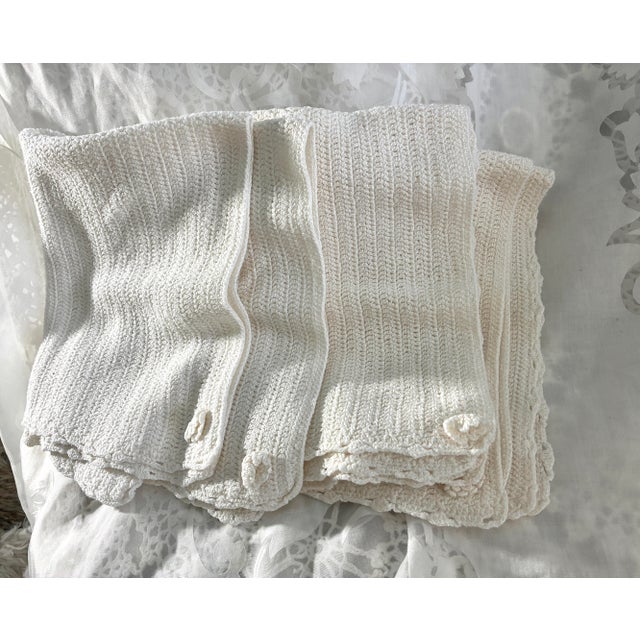 Textile Vintage Hand Crafted Placemats Set of 4 Off White 16” X 20” For Sale - Image 7 of 8