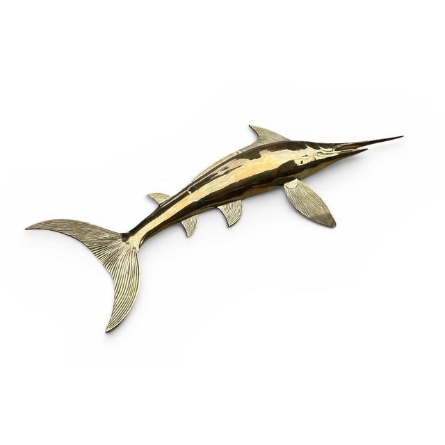 1970's Solid Brass Marlin Wall Decor For Sale - Image 9 of 17