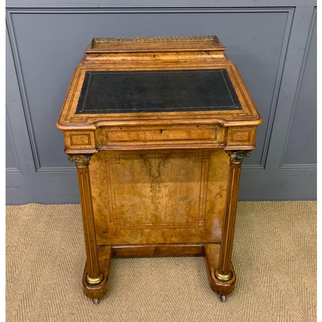 Victorian Inlaid Burr Walnut Davenport Desk, 1865 For Sale - Image 9 of 18