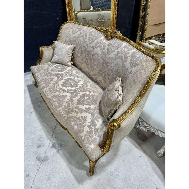 Baroque Sofa in Beige and Ivory With Hand-Applied Gold Leaf For Sale In Miami - Image 6 of 13
