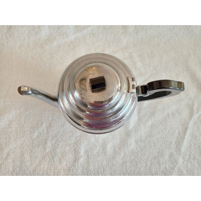 Plastic Vintage Art Deco Chromium Silver Tea Pot With Bakelite Handle For Sale - Image 7 of 7